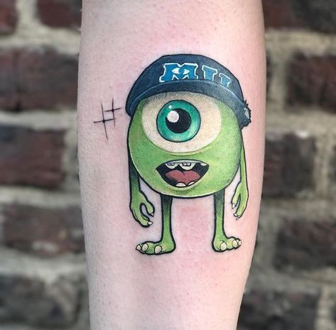 Mike Wazowski Tattoo, Corpse Bride Tattoo, Flor Iphone Wallpaper, Patch Tattoo, Gamer Tattoos, Surreal Tattoo, Embroidery Tattoo, Food Tattoos, Fun Baby Announcement