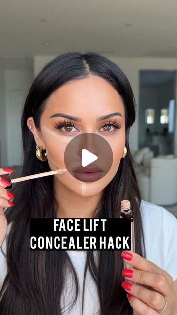 Christen Dominique on Instagram: "Face lift concealer technique!🤔 do we think it worked?
Ib: @lenkalul 

Concealer @hourglasscosmetics 

#faceliftmakeup #concealer #makeuphacks #makeup" Face Lift Concealer Hack, Concealer Placement, Face Lift Makeup, Facelift Makeup, Christen Dominique, Instagram Face, Makeup Mistakes, Hodge Podge, Face Lift