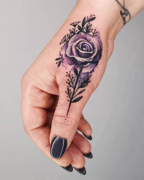 Finger Tattoos With Meaning, Hand Tattoo Cover Up, Thumb Tattoos, Our Mindful Life, Rose Hand Tattoo, Small Finger Tattoos, Rose Tattoos For Women, Lavender Tattoo, Finger Tattoo For Women