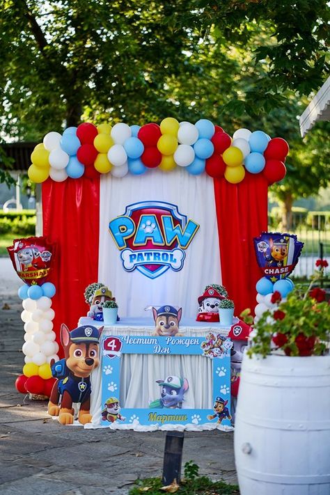 Paw Patrol Decoration Ideas, Paw Patrol Bday Party Ideas, Paw Patrol Simple Decorations, Paw Patrol Birthday Decor, Birthday Theme Paw Patrol, Birthday Decor Paw Patrol, Pes Patrul Decoration Birthday, Paw Patrol Birthday Backdrop, Paw Patrol Party Ideas Decoration