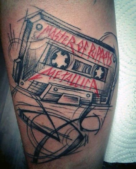 Rock Metal Tattoo, Heavy Metal Tattoo Ideas For Men, Metallica Tattoo Ideas Design, Metal Music Tattoo Ideas, Metal Tattoos For Women, Metallica Tattoo Women, Metal Tattoos For Guys, Rock Tattoo Music, Trendy Tattoos For Men