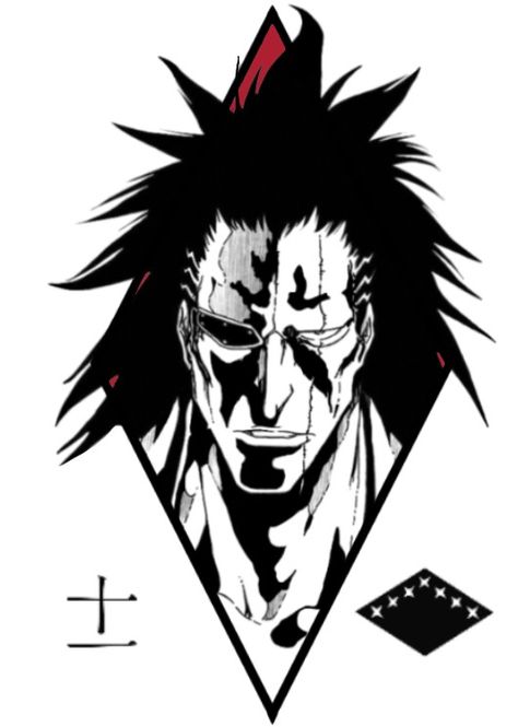 Kenpachi Zaraki, Anime, bleach, my design Kenpachi Tattoo Ideas, Kenpachi Zaraki Tattoo, Kenpachi Tattoo, Bleach Tattoo Ideas, Bleach Kenpachi, Bleach Logo, Bleach Tattoo, Gotei 13, Bleach Drawing