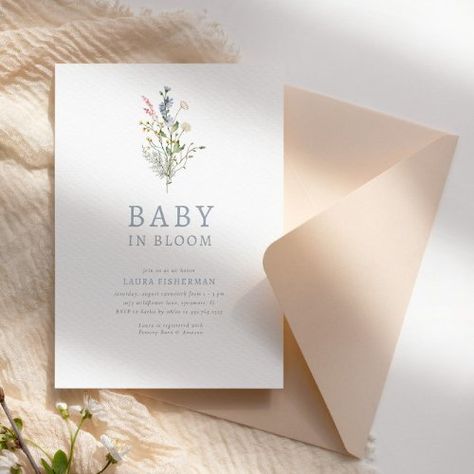 Gender Neutral Invitations, Classy Baby Shower, Baby Shower Party Invitations, Country Baby Shower, Wildflower Baby Shower, Gender Neutral Baby Shower Invitations, Boho Baby Shower Invitations, Baby In Bloom, Spring Baby Shower