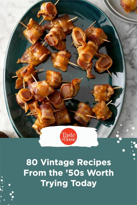 80 Vintage Recipes From the ’50s Worth Trying Today 1970s Dinner Party Food, 60s Appetizers Appetizer Ideas, Retro Party Appetizers, 1970s Hors D'oeuvres, 70s Cocktail Party Food, Popular Food From The 70's, 70s Buffet Food, Retro Food Ideas, Foods From The 70s