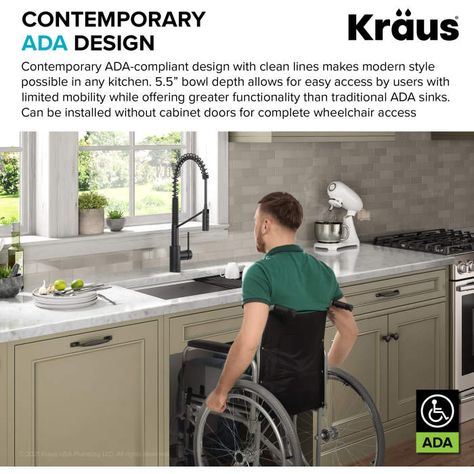 Kraus Kore 32" Workstation Undermount Single Bowl Kitchen Sink with Accessories Ada Sink, Sink With Accessories, Workstations Design, Drainboard Sink, Copper Fixture, Drain Opener, Refinish Kitchen Cabinets, Bowl Kitchen Sink, Single Bowl Sink