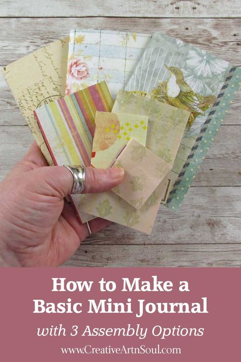 How to Make a Basic Mini Journal or Notebook with 3 Assembly Options | Creative ArtnSoul Journaling Small Journal, Creative Tutorials, Art And Craft Videos, Mini Notebooks, Small Notebook, Mini Journal, Fabric Journals, Art Journal Techniques, Paper Book