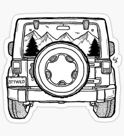 Jeep Drawing, Jeep Tattoo, Wanderlust Stickers, Jeep Adventure, Jeep Stickers, Airplane Tattoos, Window Reflection, Car Drawing, Artist Signature