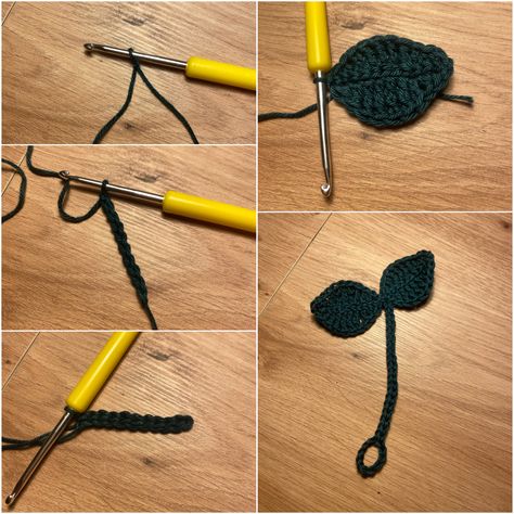 Crochet Leaf Sprout, Crochet Sprout, Crochet Stickers, Sticker Tutorial, Headphones Accessories, Crochet Leaf, Headphone Accessories, Crochet Leaves, Easy Crochet Patterns