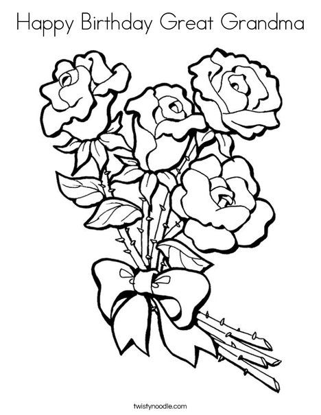 Happy Birthday Great Grandma Coloring Page - Twisty Noodle Printable Valentines Coloring Pages, Mom Coloring Pages, Kindergarten Coloring, Happy Birthday Coloring Pages, Mothers Day Coloring Pages, Rose Coloring Pages, Line Art Coloring, Nana Manga, Nana Anime