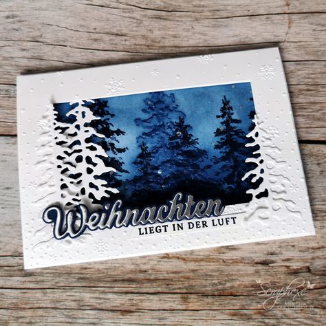 New at SU – FunFold meets Peaceful Evergreens Tree Cards, Evergreen Trees, Christmas Cards To Make, Winter Cards, Holiday Catalog, Christmas Cards Handmade, Stamping Up, Stampin Up Cards, Stamp Set