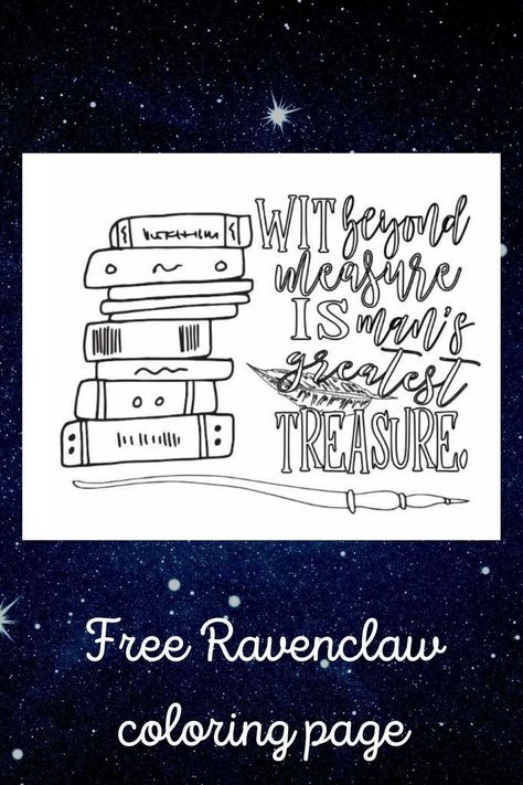 Ravenclaw Printable, Ravenclaw Doodles, Ravenclaw Coloring Page, Luna Lovegood Coloring Page, Ravenclaw Colors, Magic Bullet Journal Theme, Harry Potter Free, Harry Potter Ravenclaw, House Colouring Pages