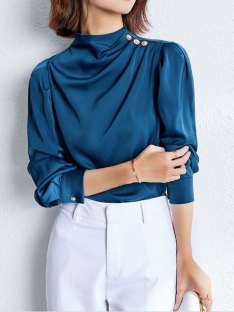 Formal Blouses For Women Classy, Western Tops For Women Classy, Formal Tops For Women Blouses Fashion, Work Tops For Women Office Style, Formal Tops For Women, Formal Blouses For Women, Formal Blouses, Chiffon Dress Short, Formal Tops