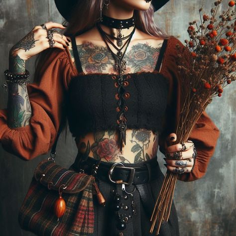 Dark Western Aesthetic Outfits, Cottage Goth Fashion, Boho Goth Outfits, Witch Inspired Outfit, Witchy Aesthetic Outfit, Western Witch, Grunge Witch, Most Creative Halloween Costumes, Confident Outfit