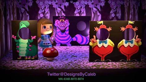 My new Disney inspired Alice in Wonderland designs will be dropping soon!! MA-6348-8070-8874 : AnimalCrossing Acnh Wonderland, Acnh Horror, Alice In Wonderland Flowers, Cheshire Cat Alice In Wonderland, Animals Crossing, Acnh Design, Wonderland Costumes, Acnh Designs, Acnh Codes