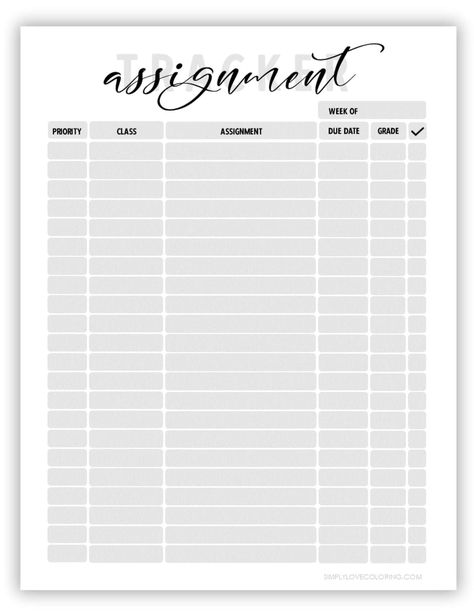 Assignment Trackers (Free PDF Printables) plannersetup #dailyplanneruk #bloggingplanner #undatedplanner. Homeschool Student Planner, Weekly Planner Book, Student Weekly Planner, Weekly Planner Print, Assignment Tracker, Weekly Planner Notepad, Free Printable Bookmarks, Aesthetic Planner, Student Planner Printable