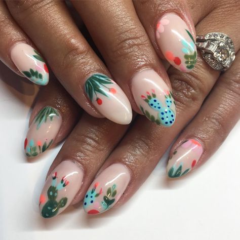 Succulent Nail Design, Succulent Nail Art, Desert Nail Art, Plant Nail Art, Plant Nails, Arizona Nails, Cactus Nails, Succulent Nails, Diy Pins