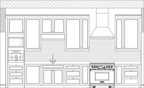 Kitchen North Elevation Interior Elevation, Interior Design Guidelines, Living Room Elevation, Sketchbook Examples, Single Wall Kitchen, Kitchen Door Designs, Kitchen Elevation, Kitchen Cabinets Elevation, Dollhouse Design