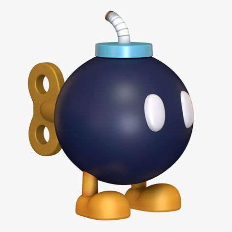 Bob-ombs (originally formatted as Bob-Ombs) are living, moving mechanical bombs with eyes, feet, and a wind-up key on the back. They are generic enemies who first appeared in Yume Kōjō: Doki Doki Panic, a non-Mario game which was later remade as Super Mario Bros. 2 Bob Omb Mario, Mario Bedroom, Mario Bros Costume, Mario Tattoo, Mario Game, Mario Games, Nerdy Things, Mario Bros., Mario Party