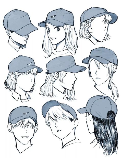 Drawing Tips Character Design, Drawing Hats, Side View Drawing, Cap Drawing, Drawing Hair Tutorial, Perspective Drawing Lessons, Body Reference Drawing, 캐릭터 드로잉, Figure Drawing Reference