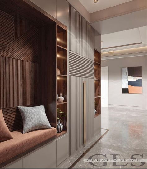 Wardrobe With Seating, Foyer Designs, Kids Bedroom Furniture Design, Wooden Wardrobe Design, Lift Lobby, Drawing Room Interior, Small House Elevation Design, Wardrobe Designs, Wardrobe Interior Design