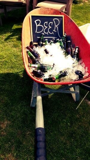 Beer cooler wheelbarrow Backyard Reception, Beer Cooler, Diy Design, Garden Party, Holland, Garden Design, Wordpress, Modern Design, Wedding Ideas