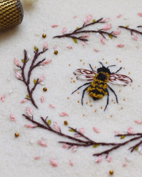 Adam Pritchett Needleworks on Instagram: “Very happy about it being the Spring Equinox today 🐝🌸 #embroidery” Embroidery Spring, Spring Equinox, Dream House Decor, Very Happy, Cherry Blossoms, My Favourite, Cherry Blossom, Instagram A, Needlework