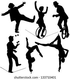 Circus Artist Silhouette on white background. Raster version with clipping paths Circus Man, Halloween Circus, Circus Carnival Party, Circus Decorations, Circus Theme Party, Vitruvian Man, Carnival Themed Party, Circus Birthday Party, Circus Performers