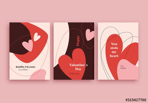 Stock Image: Valentine's Day Card Layout Set Valentine’s Day Graphics, Aesthetic Valentines Day Cards, Happy Valentines Day Card Design, Valentines Graphic Design, Valentines Day Graphic Design, Valentines Day Packaging, Valentines Day Card Design, Valentines Day Prints, Valentine Card Design