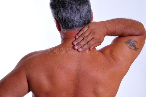 Neck pain. An older man rubbing the back of his neck #Sponsored , #ad, #advertisement, #pain, #neck, #rubbing, #Neck Older Man, Logos Ideas, Neck Pain, The Back, Stock Images, Technology, Logos