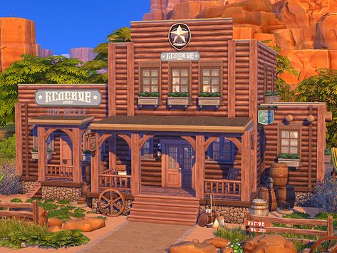 Sims 4 Western, Simplicity Living, Sims 4 No Cc, Western House, Riverside Cottage, The Sims 4 Lots, Sims 4 Kitchen, Rose House, Sims 4 Bedroom