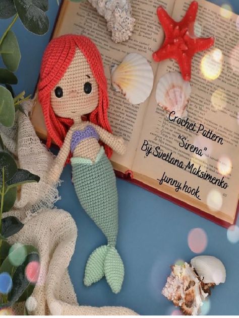 Ariel Amigurumi, Mermaid Crochet Pattern, Doll Mermaid, Baby Octopus, Crochet Doll Tutorial, Crochet Mouse, Mermaid Princess, Doll Tutorial, Crochet Toys Patterns