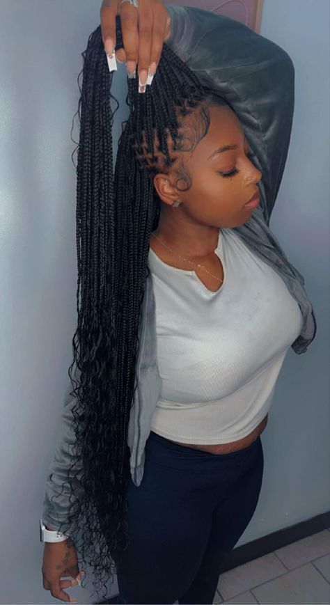 Small Knotless Hairstyles, Small Boho Box Braids, Cute Hairstyles For Black Women, Knotless Hairstyles, Boho Box Braids, Small Knotless, Small Box Braids, Big Box Braids Hairstyles, Box Braids Hairstyles For Black Women