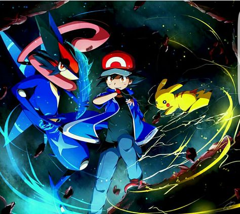 Ash Ketchum, Pikachu, Greninja, cool; Pokémon Ash And Greninja, Sacha Ketchum, Eve Pokemon, Pokemon Ash Greninja, Latios Pokemon, Ash Greninja, Pokemon Xyz, Super Photo, Pokemon Kalos