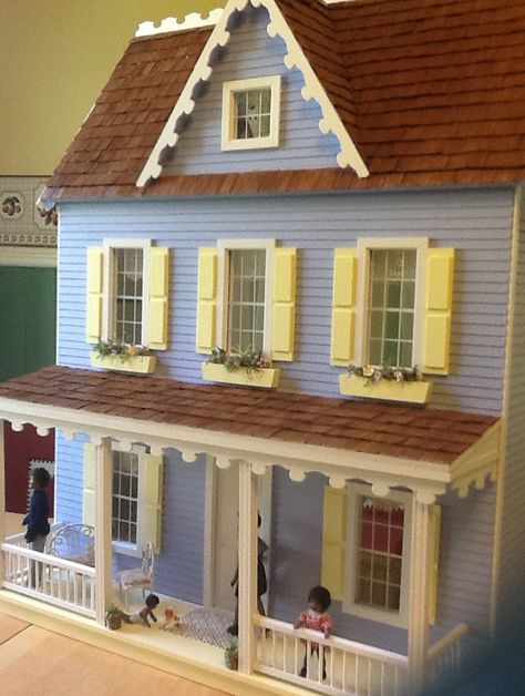 Vermont Farmhouse Junior. Vermont Farmhouse Jr Dollhouse, Vermont Farmhouse Jr, Play Houses Diy, Vermont Farmhouse, Porch Supports, Wall Structure, Porch Stairs, Malibu Beach House, Dollhouse Design