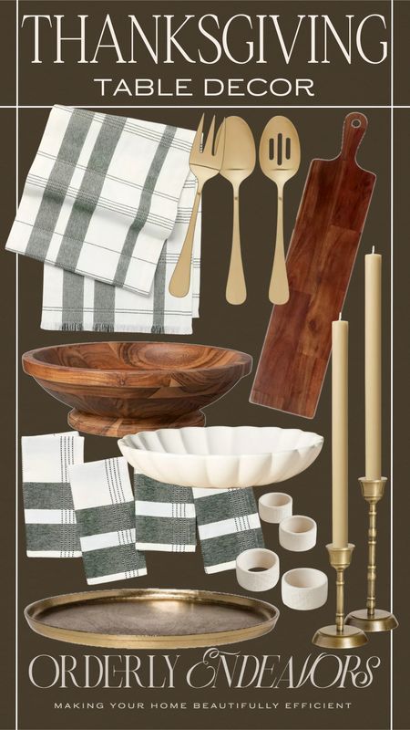 Thanksgiving table decor includes charcuterie board, wooden bowl, table runner, gold utensils, gold candle stick holders, candle sticks, napkins, napkin rings, gold tray, fluted bowl. Thanksgiving table decor, home decor, holiday finds

#LTKStyleTip#LTKHoliday#LTKHome Gold Candle Stick Holders, Gold Utensils, Holiday Finds, Thanksgiving Table Decor, Candle Stick Holders, Gold Tray, Gold Candle, Candle Sticks, Thanksgiving Table Decorations