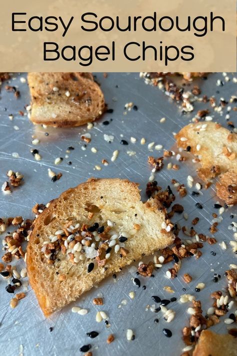 These crunchy on the outside and chewy in the middle sourdough bagel chips just can't be beat! With only 3 simple ingredients needed and baked in minutes, you can enjoy this easy recipe in no time. Bagel Chips Recipe, Sourdough Bagel, Blueberry Bagel, Sourdough Bagels, Bagel Chips, Bagel Bites, Easy Sourdough, Favorite Dips, Crunchy Snack