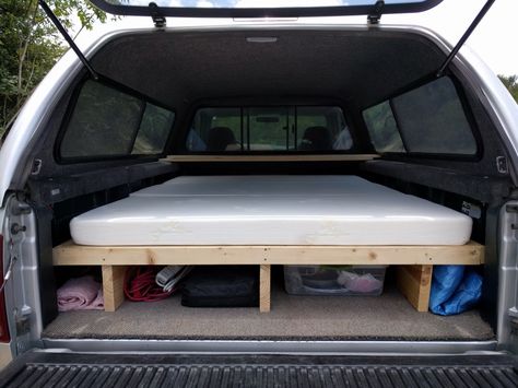 truck shells for camping | Tiny home improvements for summer living Camper Shell Camping Truck Bed, Truck Shell Camping, Camper Shell Camping, Car Bed Camping, Tacoma Camping, Festival Prep, Truck Topper Camping, Truck Shells, Pickup Camping