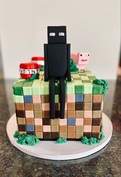 Minecraft Enderman Cake, Enderman Cake, Minecraft Enderman, Minecraft, Cake