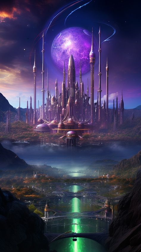 Demonic Landscape, Cosmic Castle, Best Facebook Cover Photos, Mystical Places, Dreamy Artwork, Divine Mother, Arte Cyberpunk, Space Backgrounds, Futuristic Art