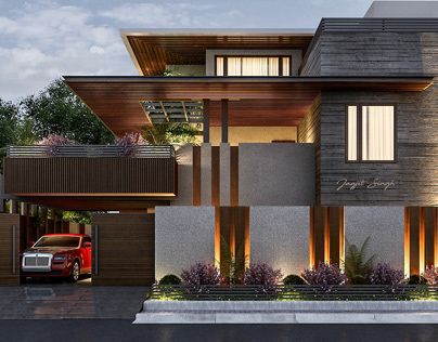 Boundry Wall, Compound Wall Design, Home Designs Exterior, Boundary Wall, A Modern House, Compound Wall, Small House Elevation Design, Boundary Walls, Architectural Rendering