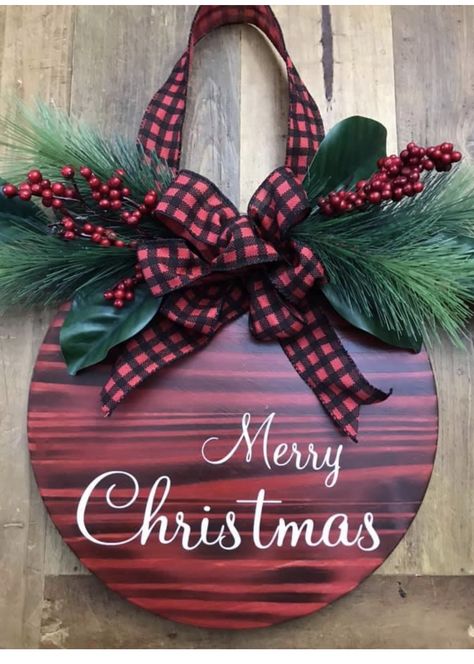 Circle Signs, Couronne Diy, Holiday Wreaths Diy, Round Signs, Wooden Christmas Crafts, Wooden Signs Diy, Door Signs Diy, Wooden Door Signs, Signs Diy