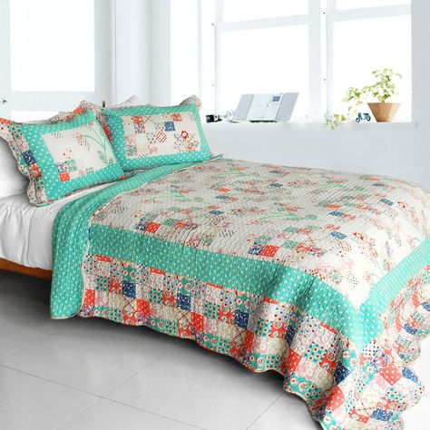 [Start My Youth] Cotton 3PC Vermicelli-Quilted Printed Quilt Set (Full/Queen Size) ** Find out more about the great product at the image link. (This is an affiliate link) Hand Stitching Patterns, My Youth, Designer Bedding Sets, Quilted Sham, Bedding Stores, Master Bedding, Reversible Quilt, Quilt Set, Queen Quilt