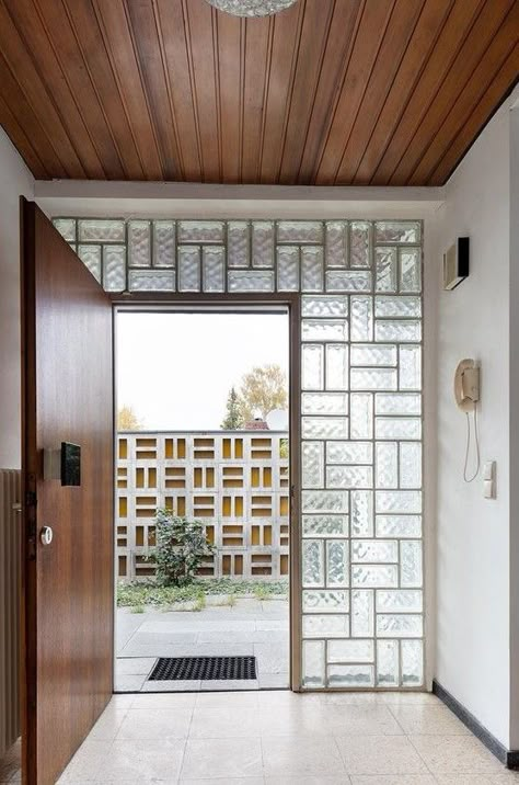 Glass Block Interior, Glass Blocks Wall, Glass Brick, Minimal House Design, Door Design Modern, Glass Block, Glass Blocks, Facade House, Home Design Decor