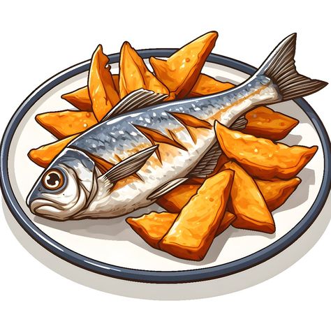 Fish Food Illustration, Cute Cartoon Food, Image Of Fish, Daily Crafts, Cartoon Body, Section Drawing, Recipe Drawing, Illustration Art Kids, Food Cartoon