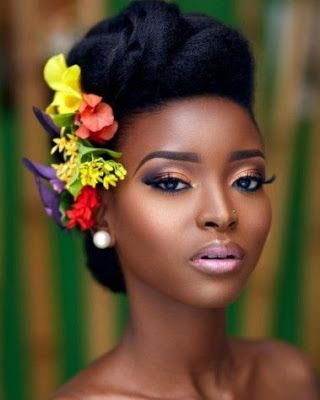 Tropical Makeup Look, African American Natural Hair, African American Braided Hairstyles, Natural Hair Wedding, Mekap Mata, American Hairstyles, Smink Inspiration, Super Hair, Updo Hairstyles