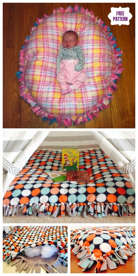 DIY No Sew Floor Pillow Tutormb nial - Video No Sew Floor Pillow, Sew Floor Pillow, Floor Pillows Diy, Preemie Patterns, Mommy Diy, Baby Diy Sewing, Sew Ideas, No Sew Blankets, Toddler Pillow