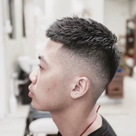 14 Fresh Crew Cut Haircuts for Men Right Now Crew Cut Fade, Asian Men Short Hairstyle, Long Crew Cut, Hard Part Haircut, Crew Cut Haircut, Drop Fade Haircut, Asian Haircut, Asian Men Hairstyle, Asian Short Hair