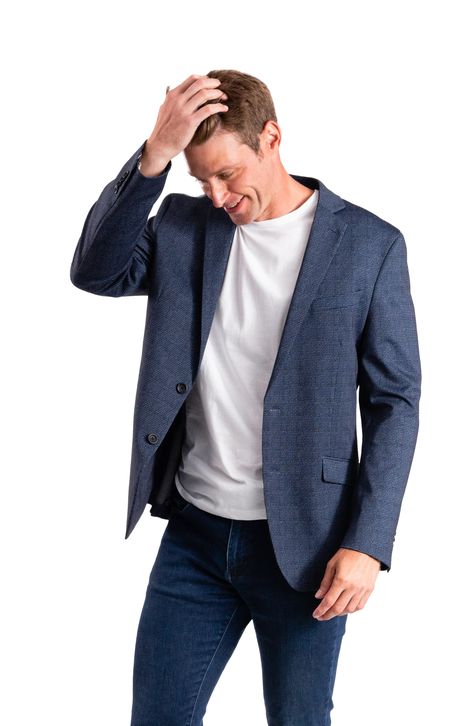 A richly textured knit enhances the visual appeal of this classic sport coat cut in a slightly structured silhouette so it adds polish to both casual and dressier looks. Front button closure Notched lapels Nonfunctional four-button cuffs Chest welt pocket; front flap pockets Side vents Partially lined 68% polyester, 27% viscose, 5% elastane Dry clean Imported Blue Sport Coat, Holiday Pajamas, Kids Uggs, Savile Row, Holiday Sweater, Cold Weather Accessories, Textured Knit, Sport Coat