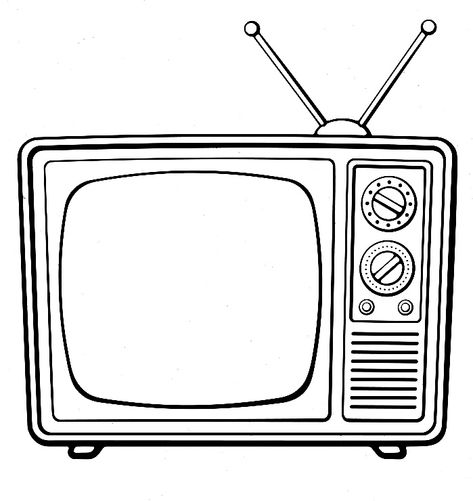 Old Tv Tattoo, Tv Doodle, Television Drawing, Tv Drawing, Tv Tattoo, Left Arm Tattoos, Castle Project, Kitten Images, Tattoo Outline Drawing