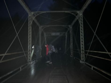 #night #backpacking #spooky #woods #scary #dark #creepy #camping #bridge #rain #hiking #halloween #fall Scary Camping Aesthetic, Creepy Camp Aesthetic, Spooky Camping, Woods Scary, Scary Dark, Haunted Trail, Summer Camp Aesthetic, Spooky Woods, Summer Film